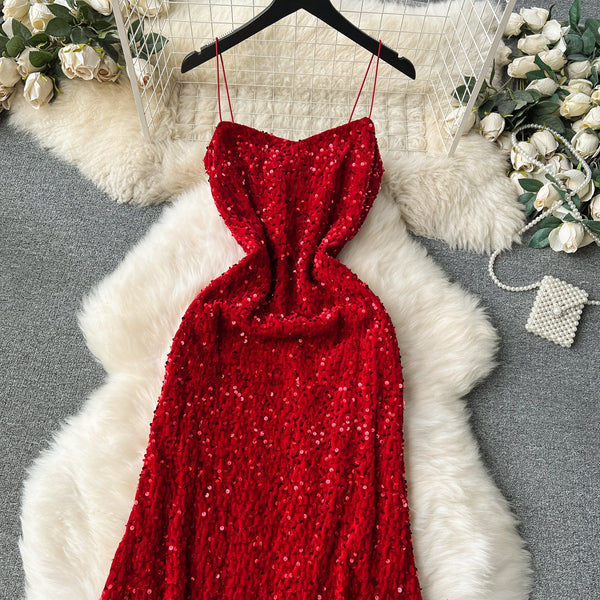 Party Sequined Fishtail Slip Dress