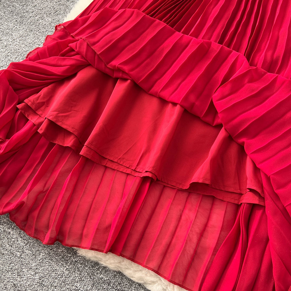 Premium Rhinestone Studded Pleated Dress