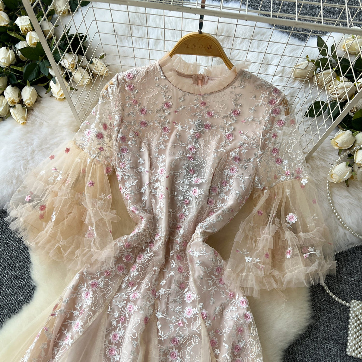 Fairy Floral Embroidered Mesh Dress