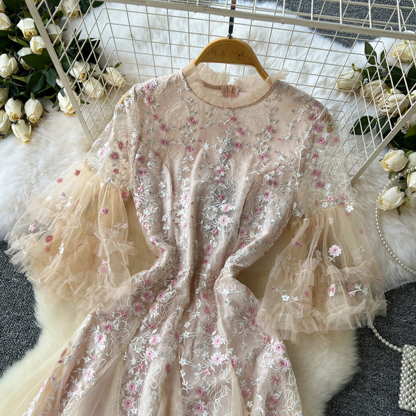 Fairy Floral Embroidered Mesh Dress