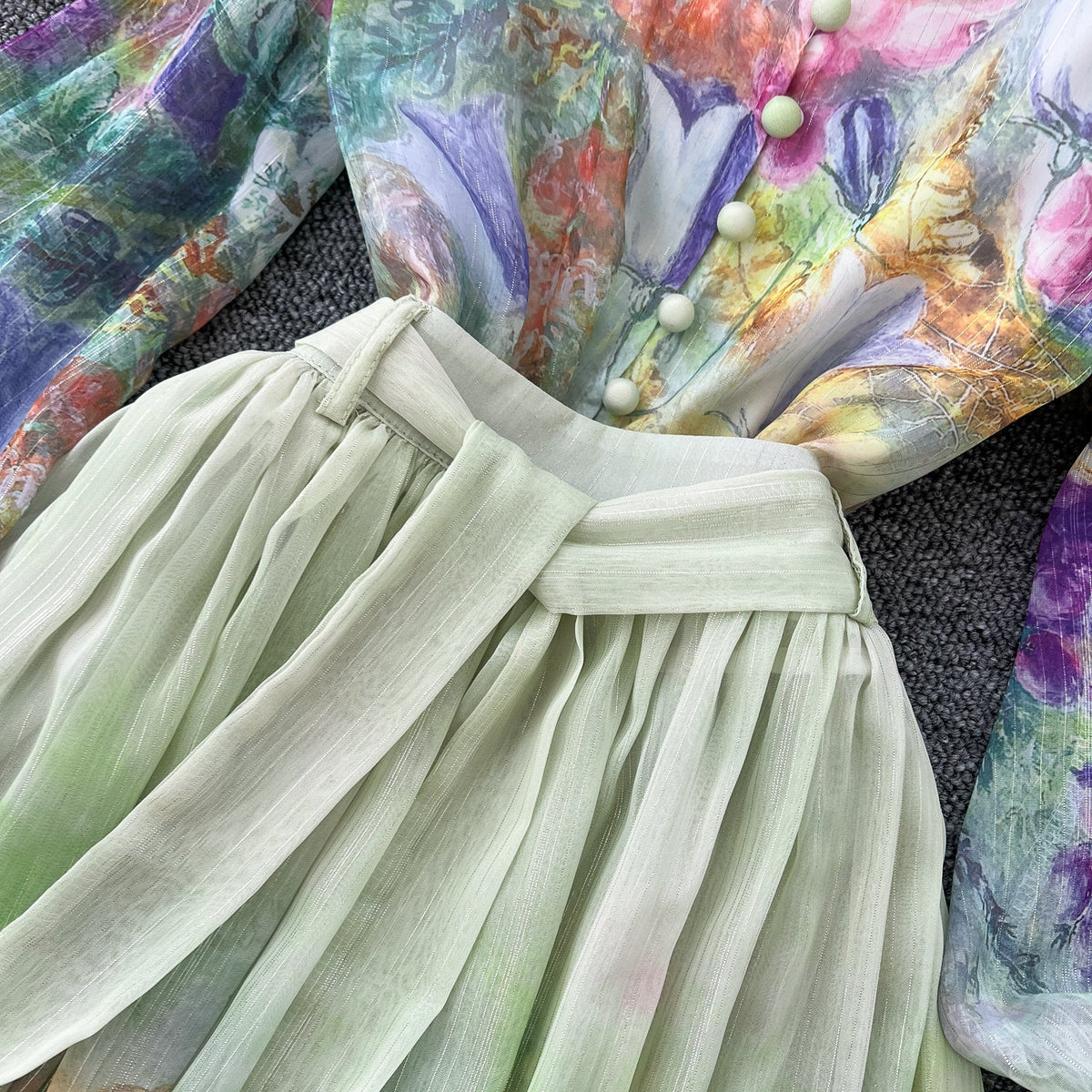 Fairy V-neck Floral Chiffon Dress