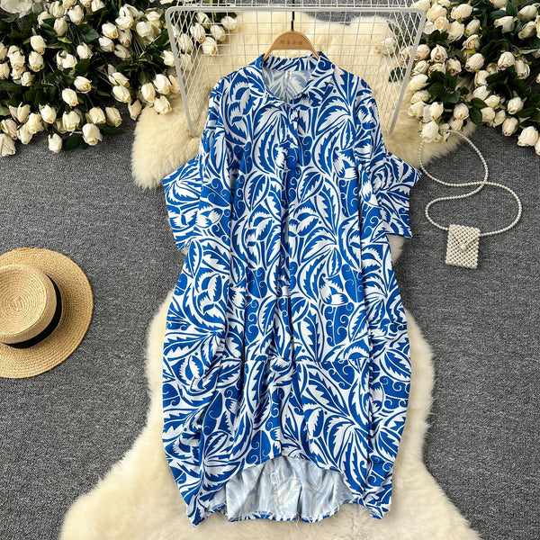 Oversized Floral Printed Shirt Dress