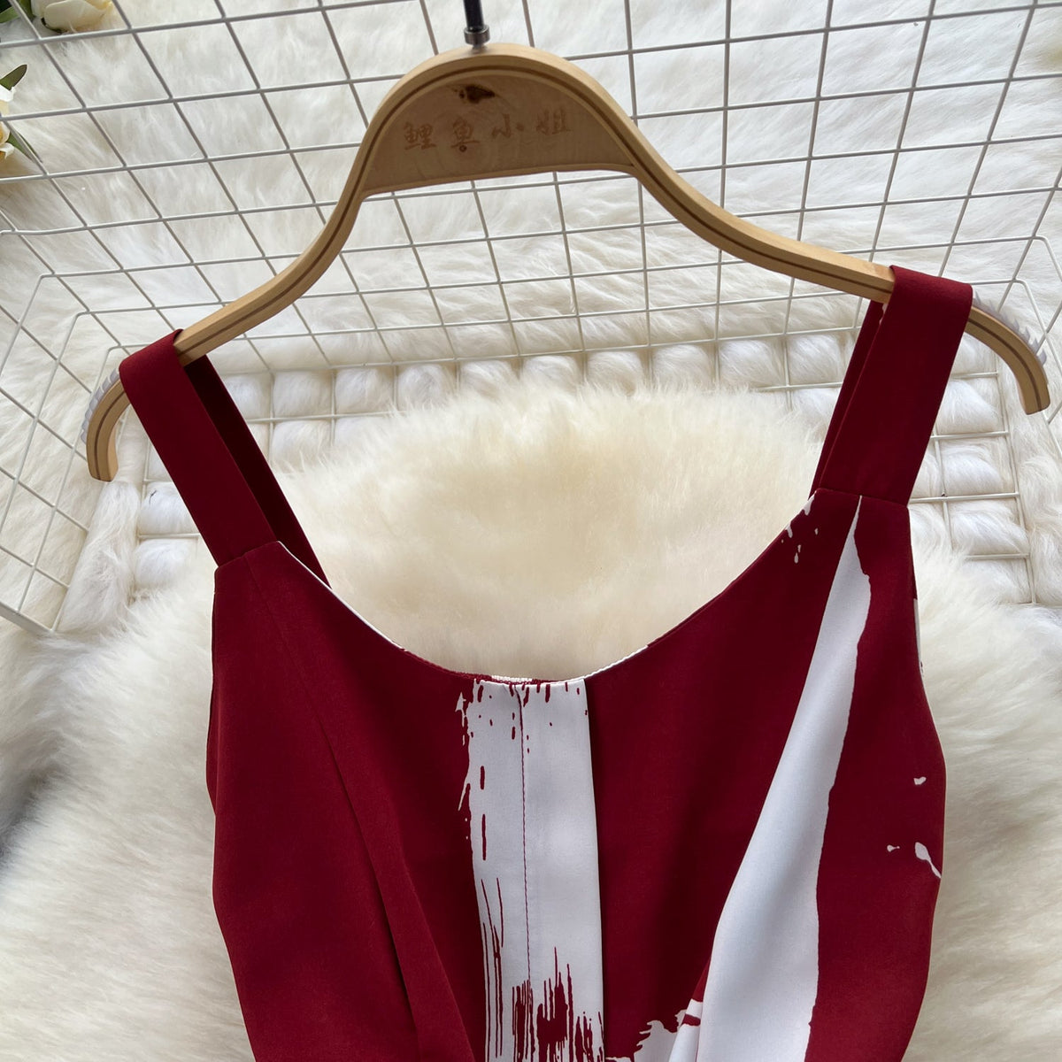 Vintage Printed Split Slip Dress