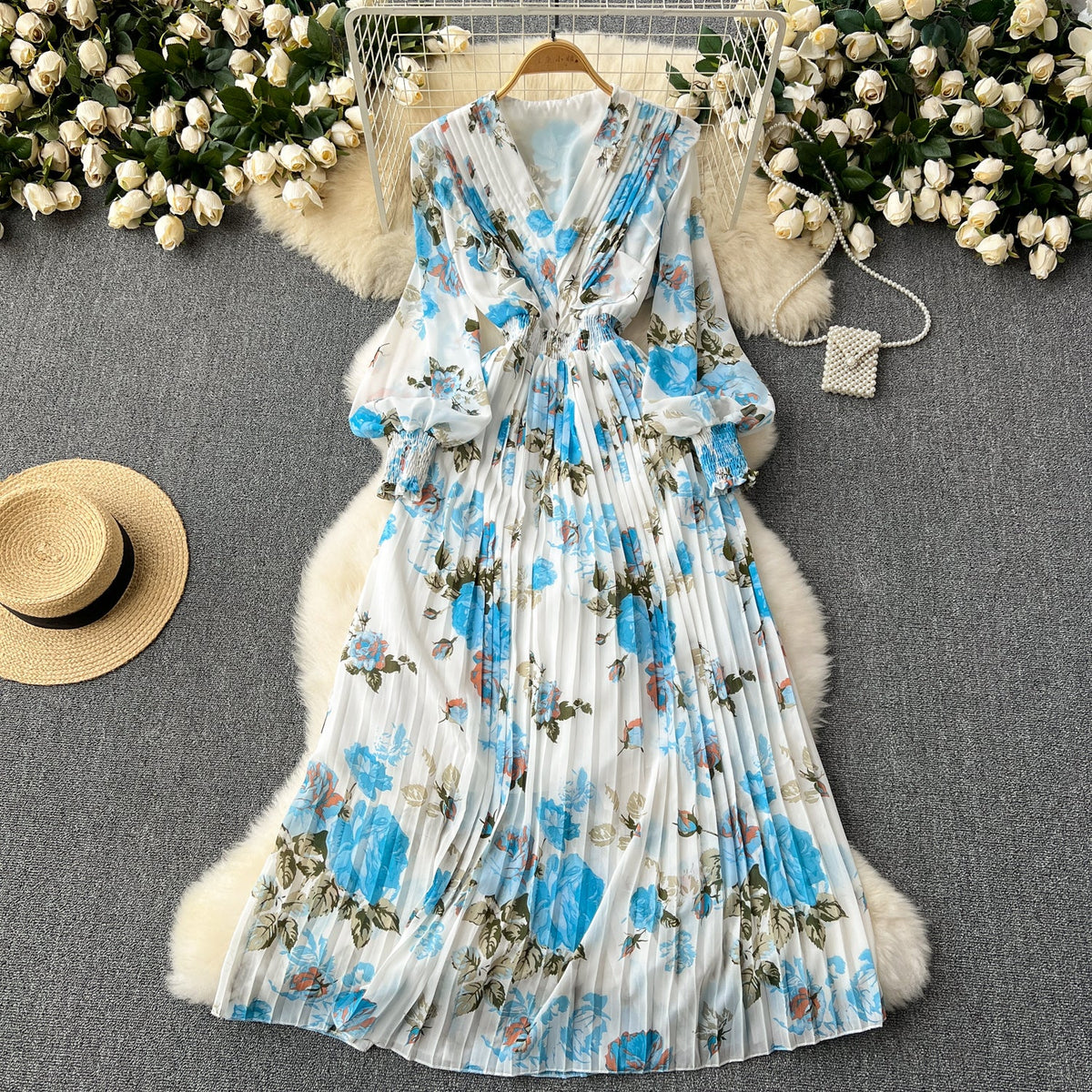 Fairy Pleated Floral Chiffon Dress