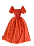 Mori Solid Color Waist-slimming Puffy Dress
