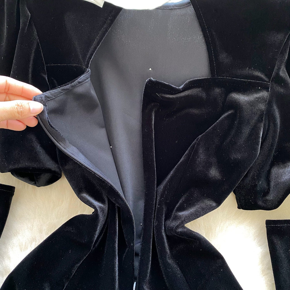 Vintage Beaded Gold Velvet Black Dress
