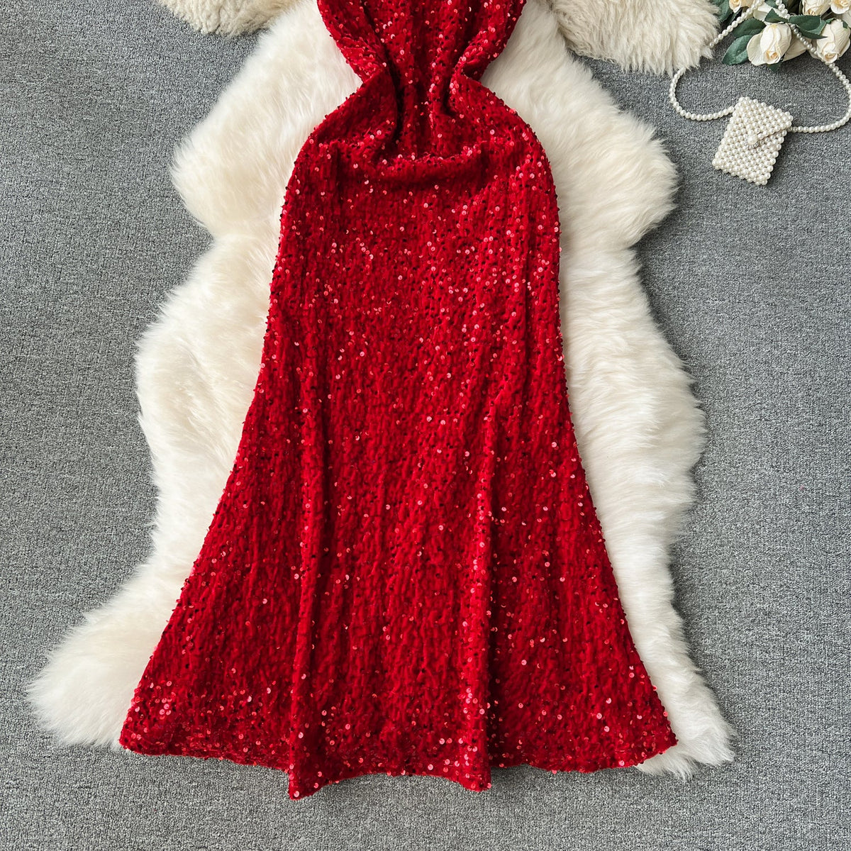 Party Sequined Fishtail Slip Dress