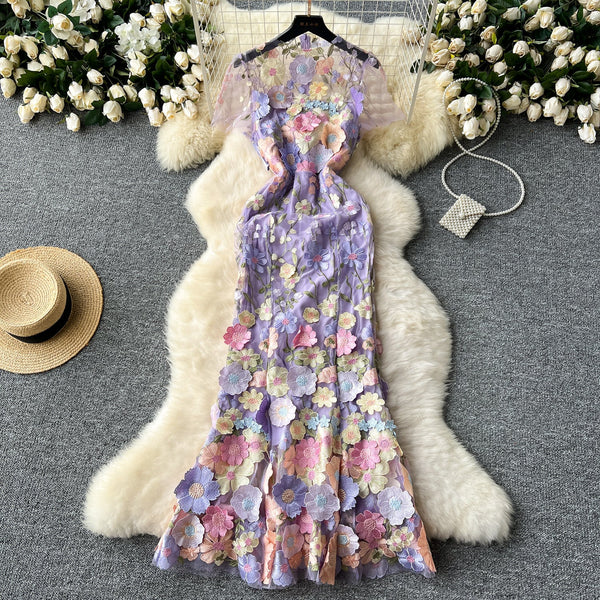 Niche 3d Flower Embroidered Dress