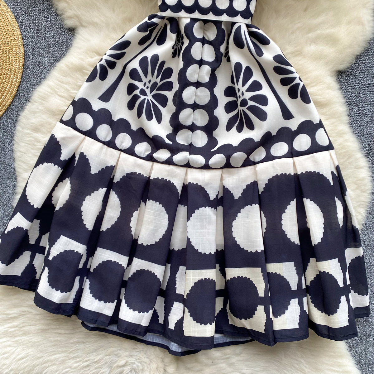 Delicate Puffy Sleeve Printed Dress