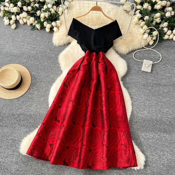 Asimetrik Jakarlı Patchwork Elbise