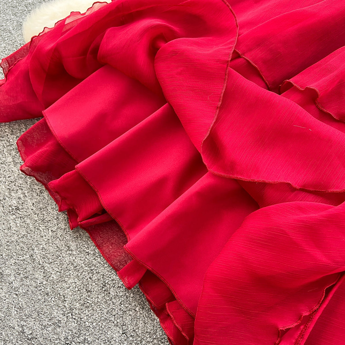 Irregular Design Ruffled Slip Dress