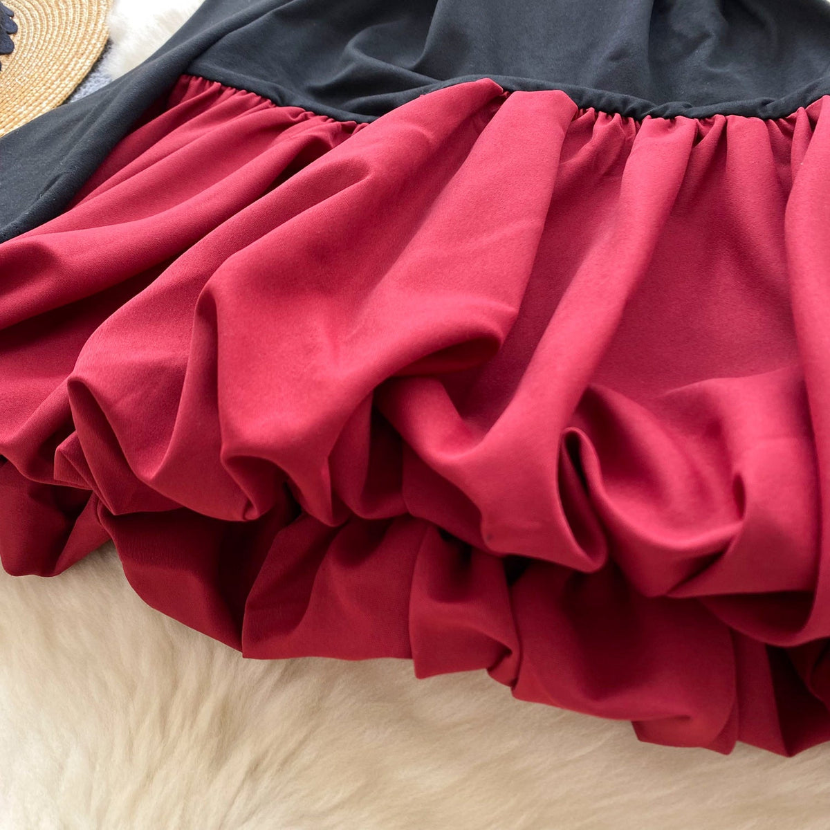 Off-shoulder Color Blocking Patchwork Dress