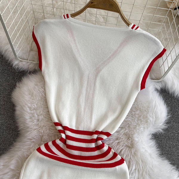 V-neck Sleeveless Knitted Bottoming Dress