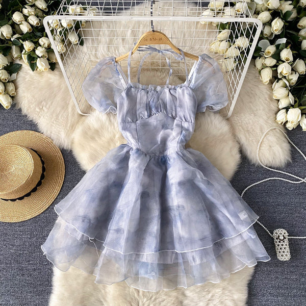 Fairy Tie-dye Puffy Mesh Dress