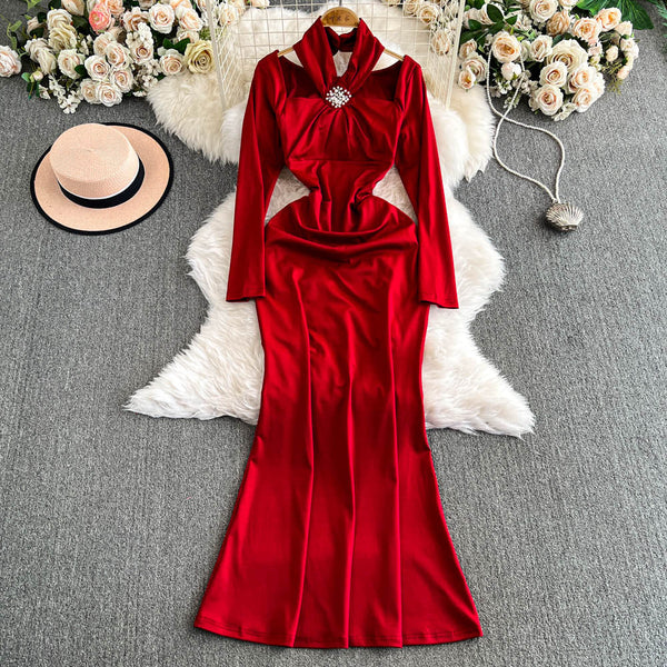 Sexy Waist-slimming Fishtail Halter Dress