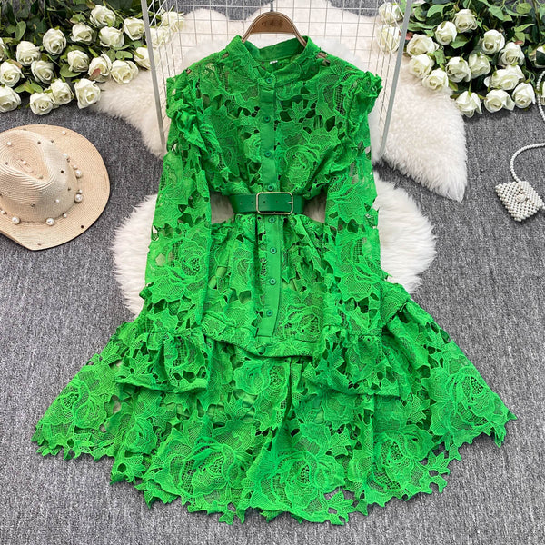 Premium Lace Patchwork A-line Dress