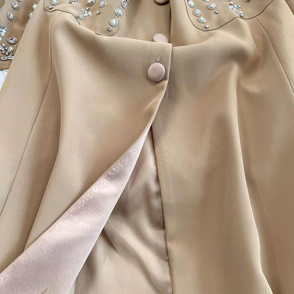 Suit Collar Beaded Fishtail Dress