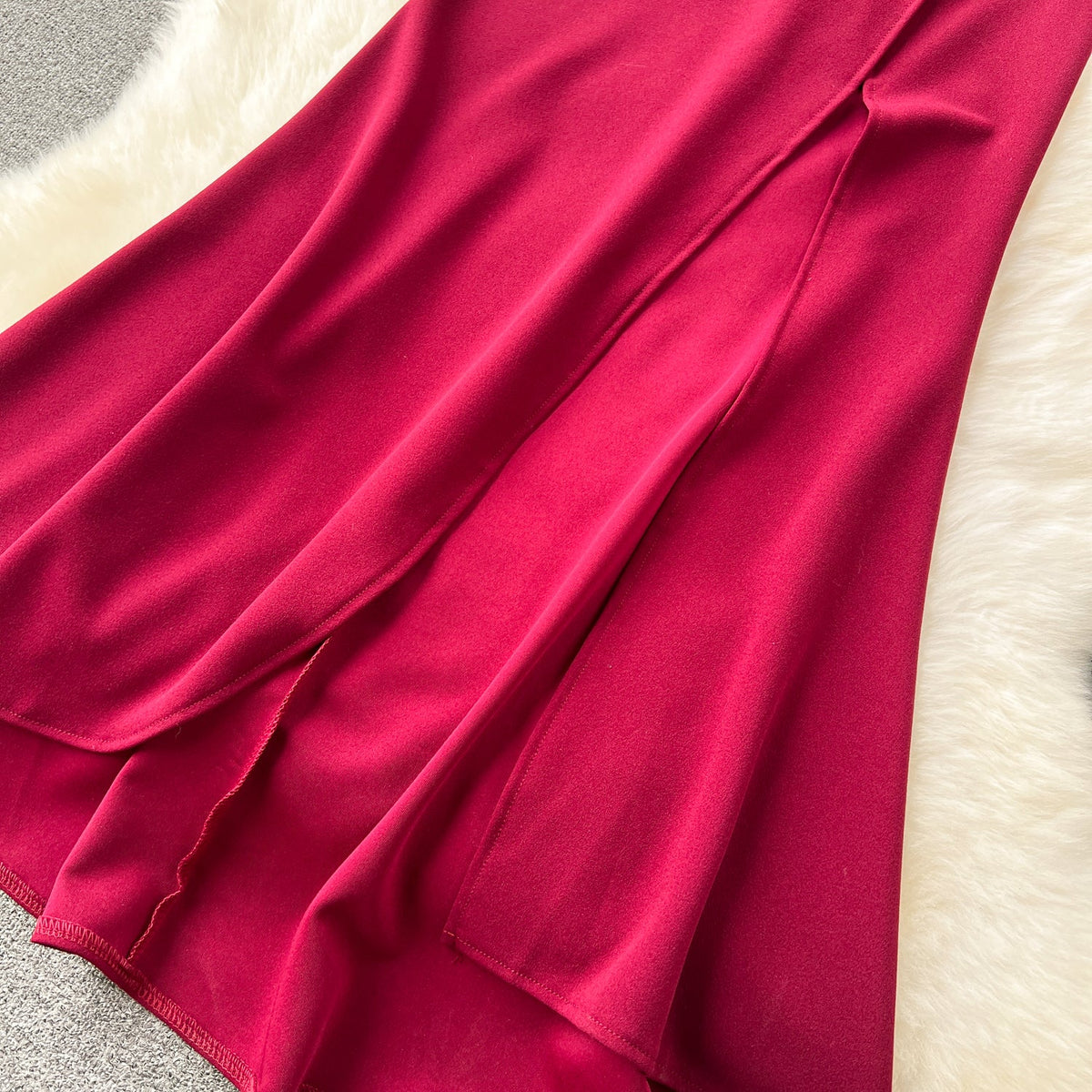 Premium Ruffled Patchwork Slim Dress