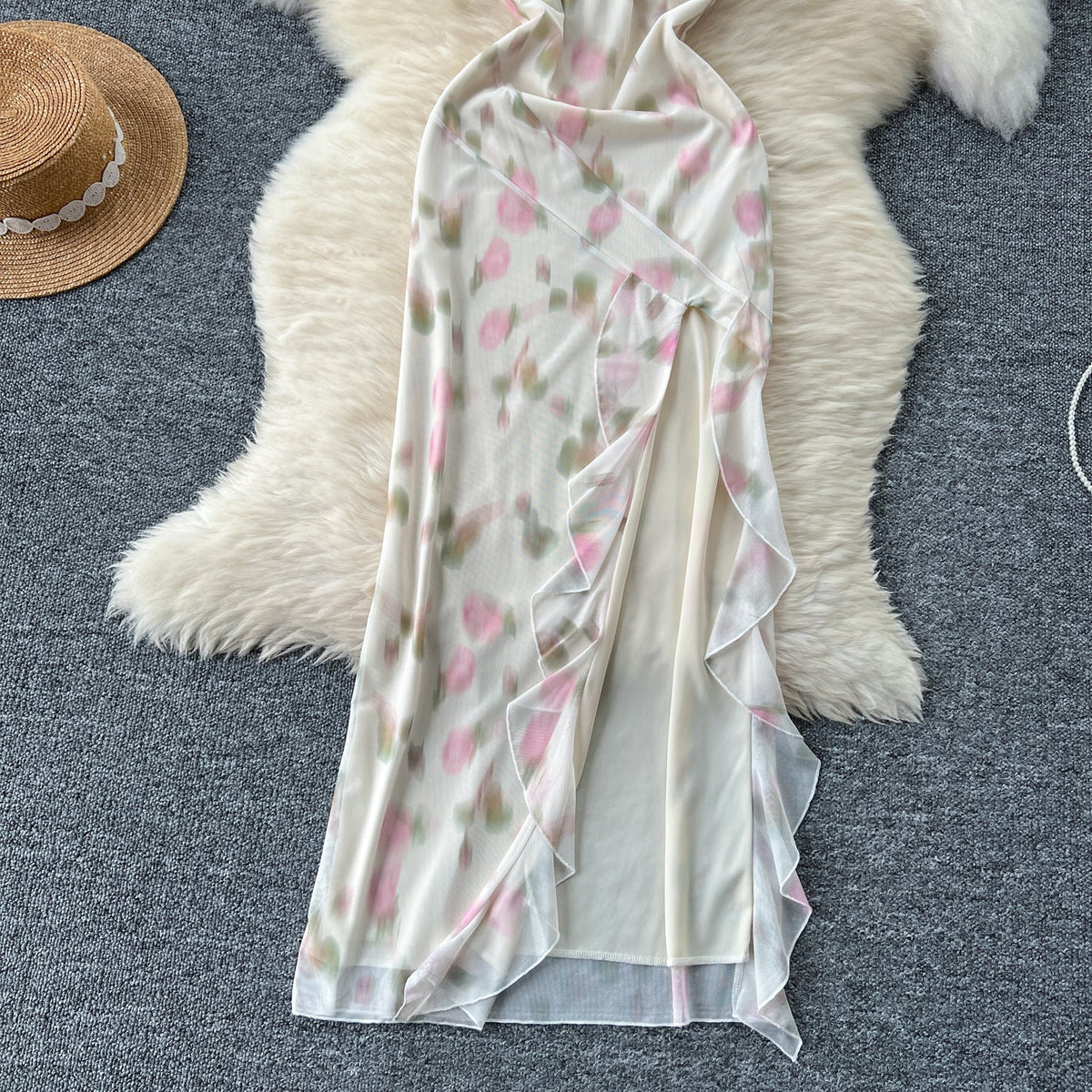 Fairy Strapless Floral Mesh Dress