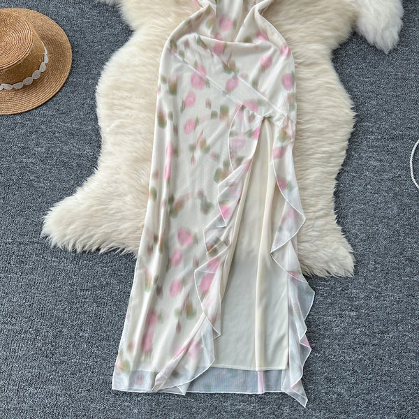 Fairy Strapless Floral Mesh Dress