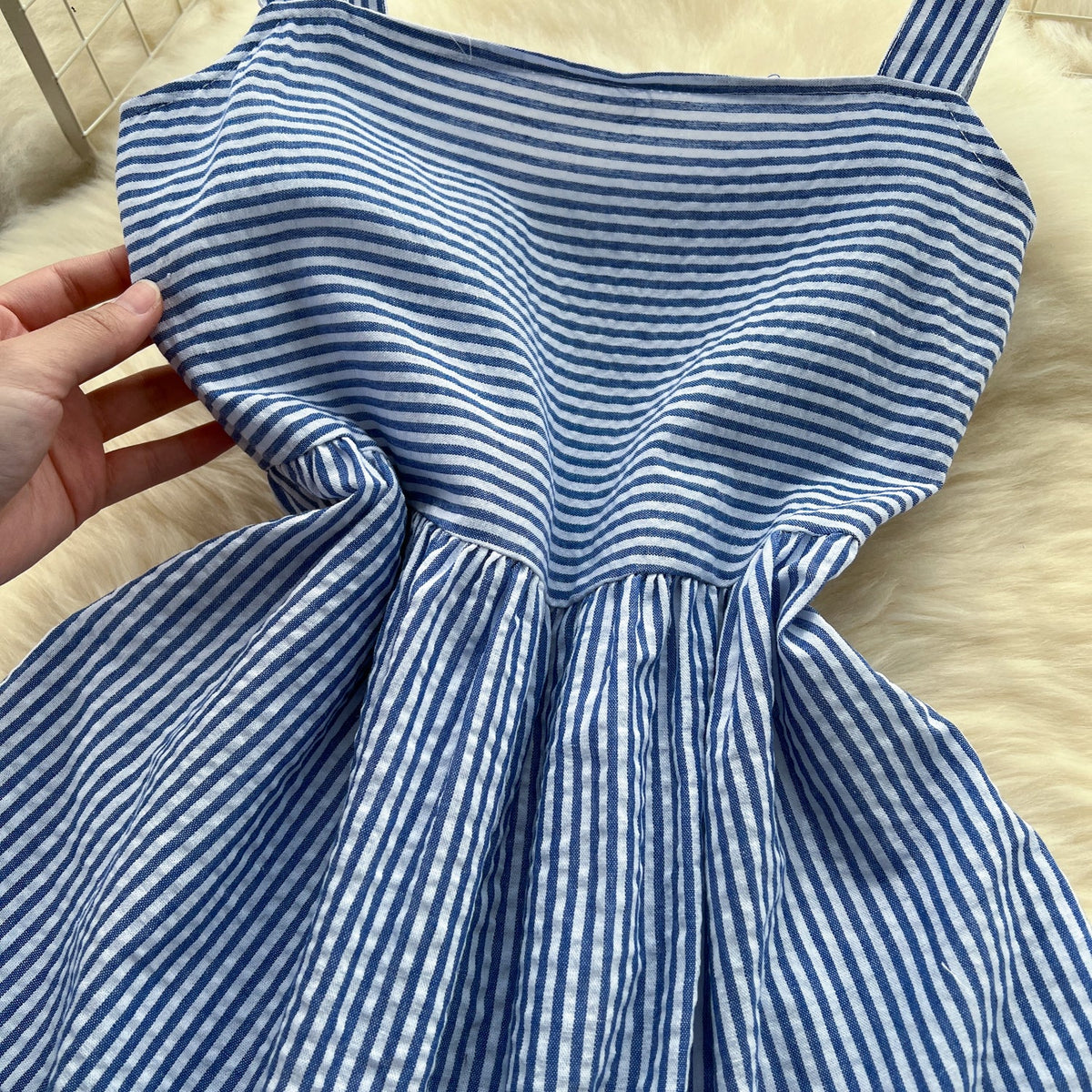 Mori Blue&White Striped Slip Dress
