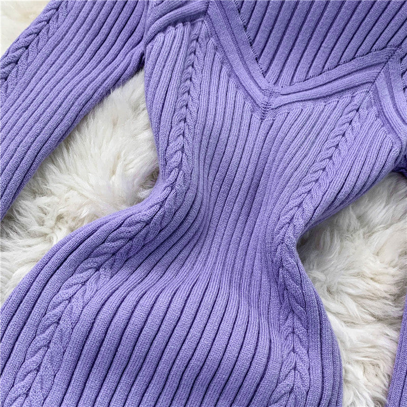 Bodycon Solid Color Knitted Dress
