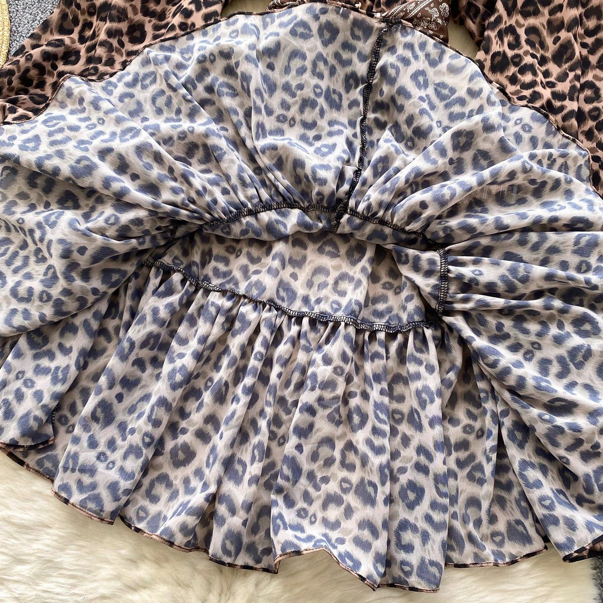 Leopard Printed A-line Shirt Dress