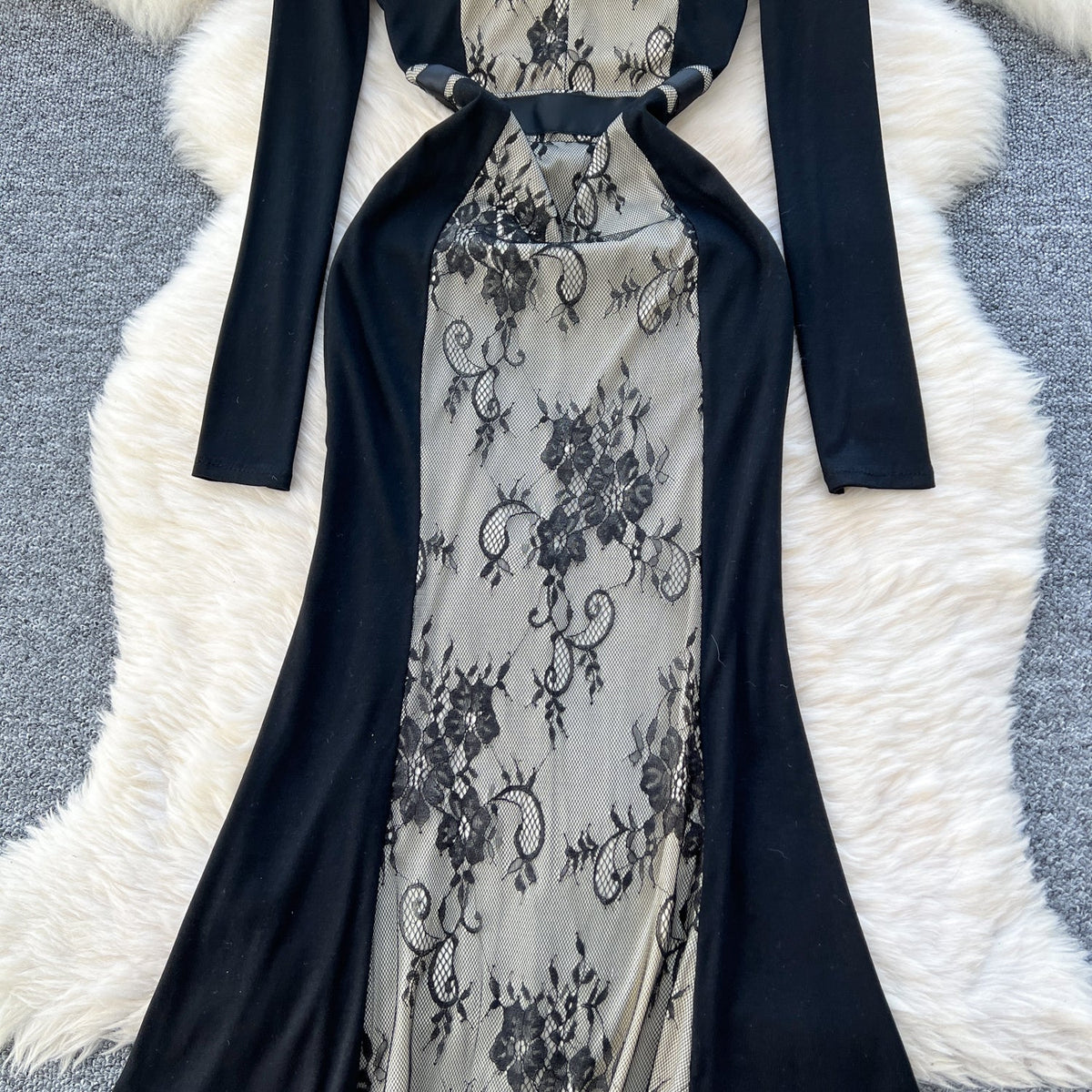 Premium Floral Lace Embroidered Fishtail Dress