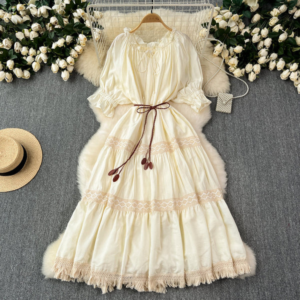Bohemia Puffy Sleeve Fringed Dress