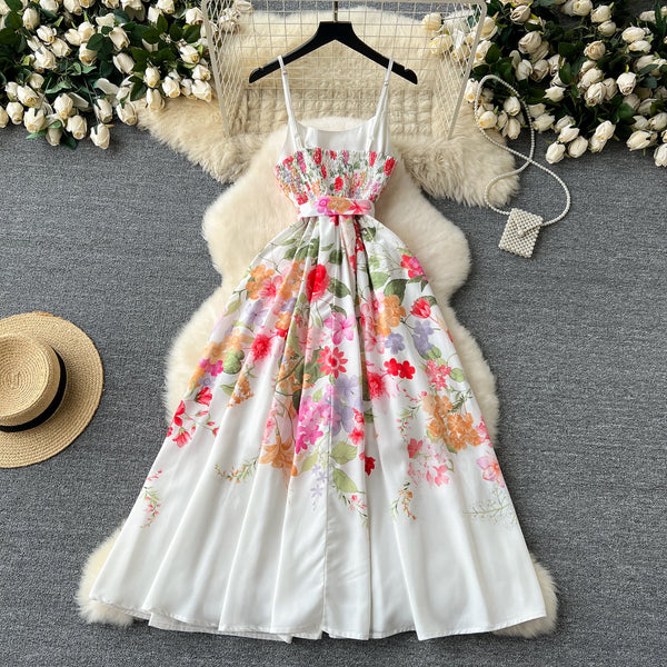 High-end Bow Floral Slip Dress