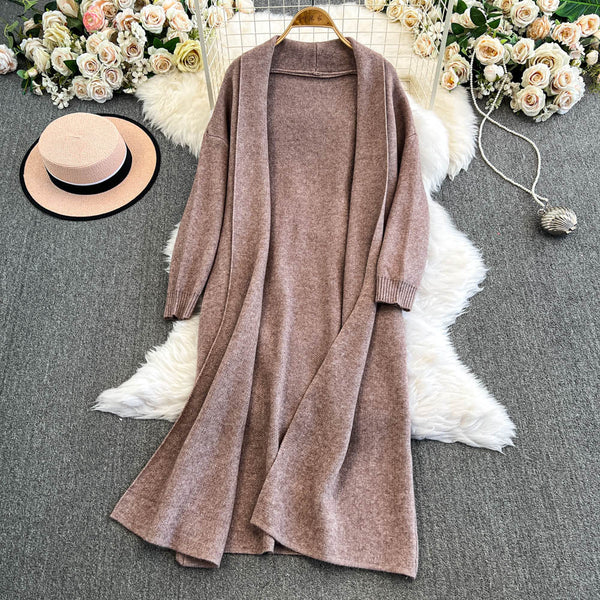 Openwork Cardigan&Vest Dress 2Pcs