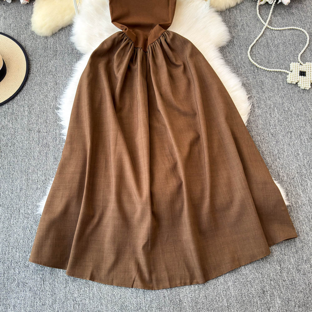 Striped Knitwear&Halter Dress 2Pcs