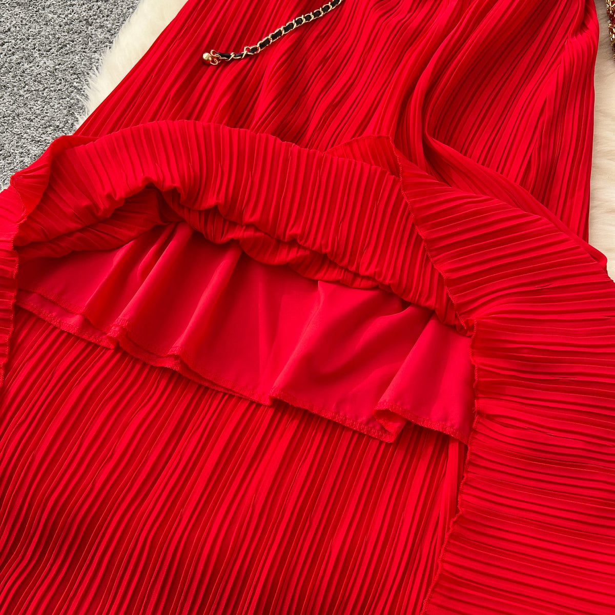 Ethnic Style Beaded Pleated Dress