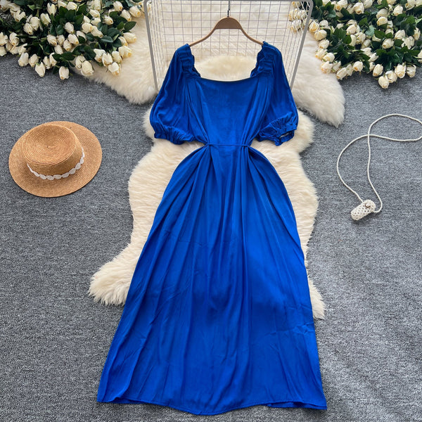 French Style Solid Color A-line Dress
