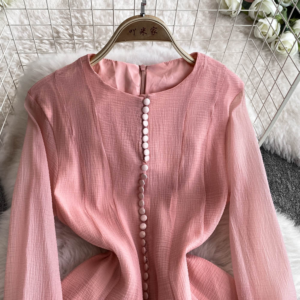 Round Collar Ruffled Pendulum Dress
