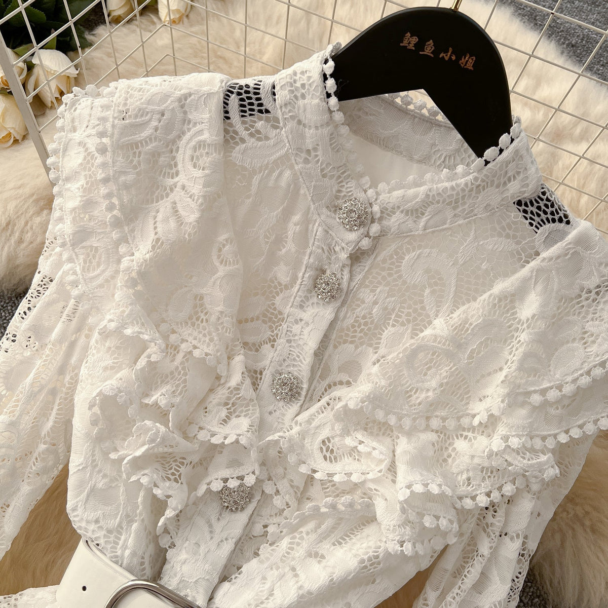 Elegant Embroidered Lace Shirt Dress