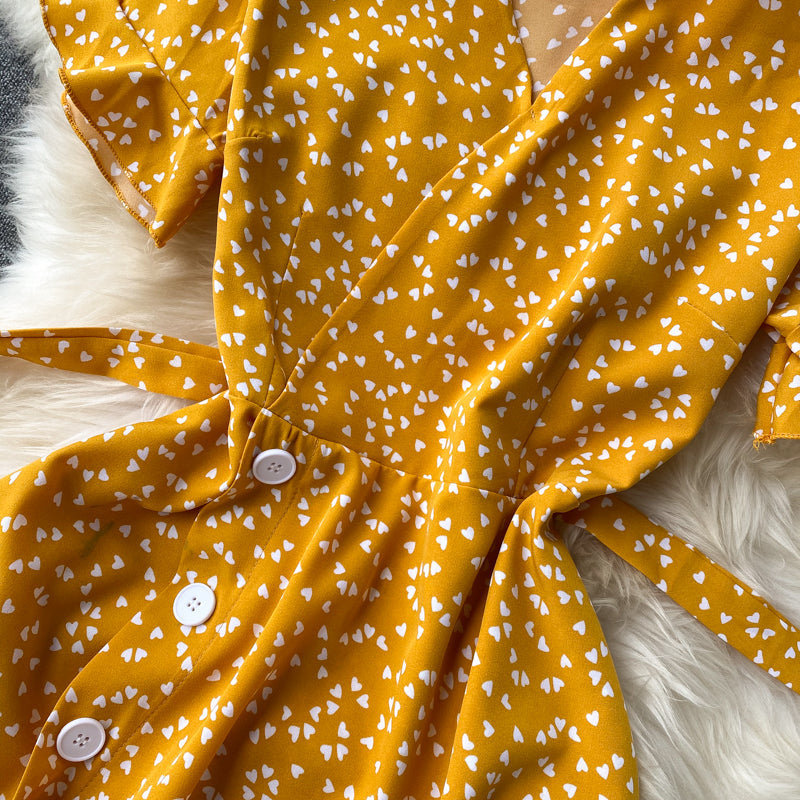 Cutie V-neck Polka Dot Printed Dress