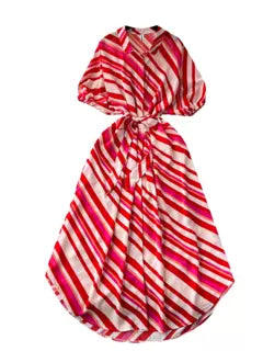 Colorful Slant Striped Shirt Dress