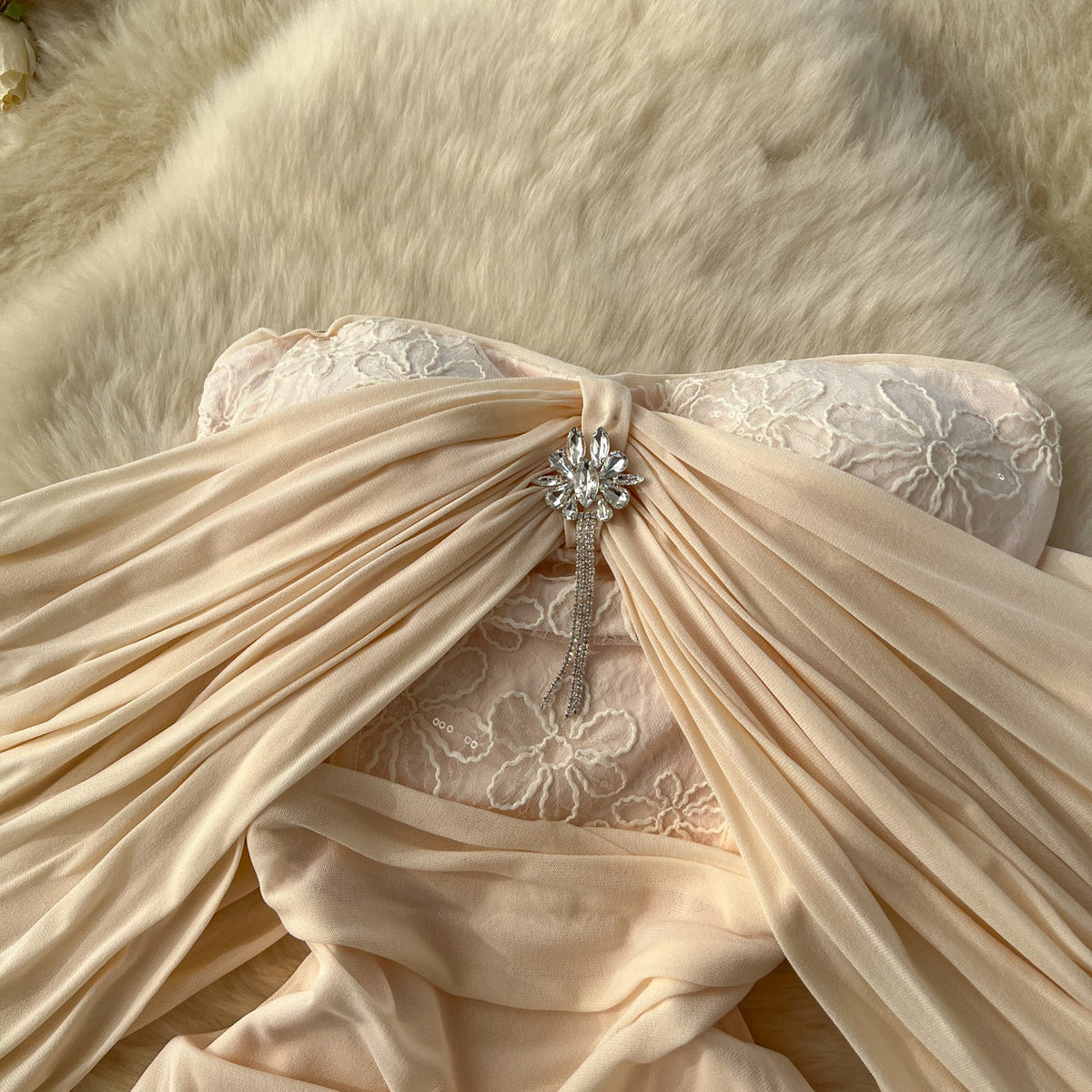 Sequined Embroidered Off-shoulder Mesh Dress