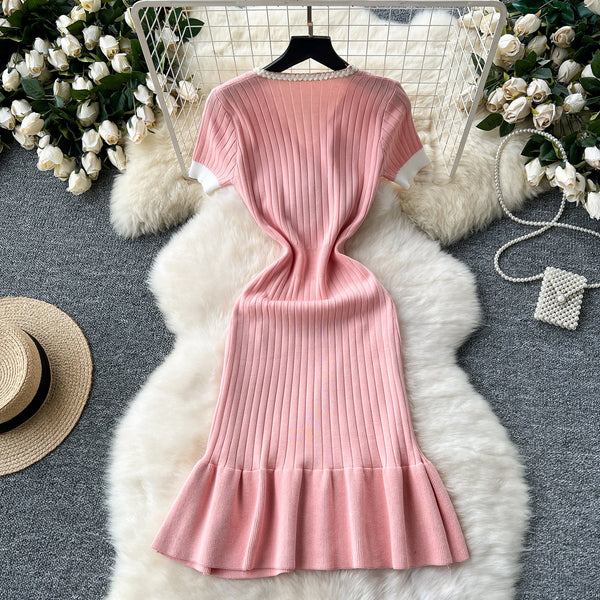 Elegant V-neck Fishtail Knitted Dress