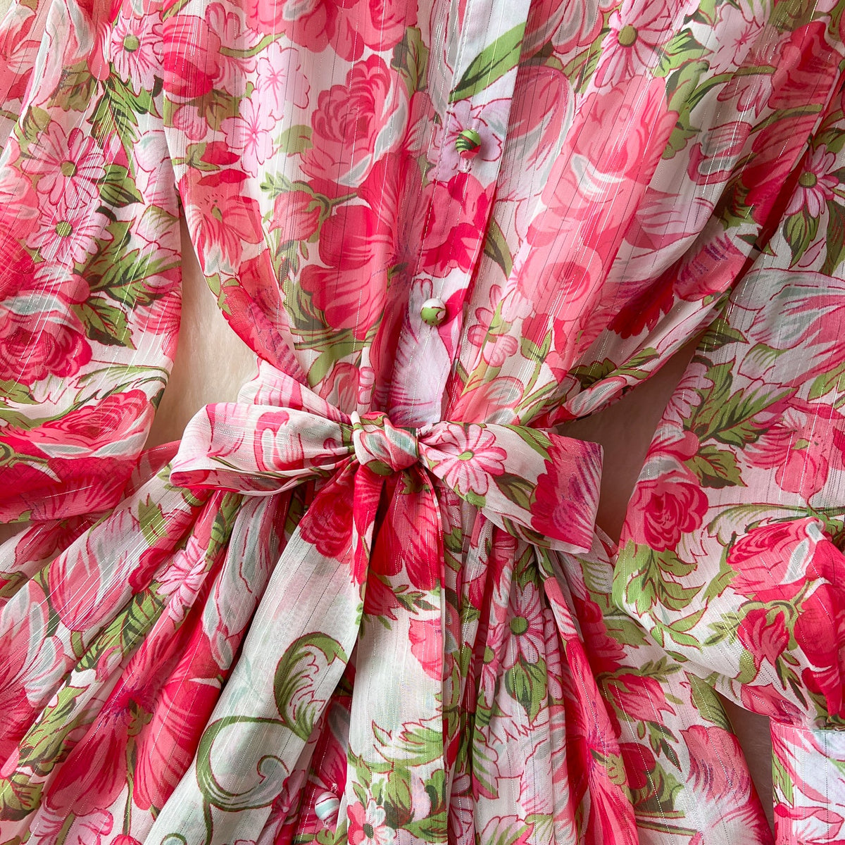 French Style Floral Chiffon Shirt Dress