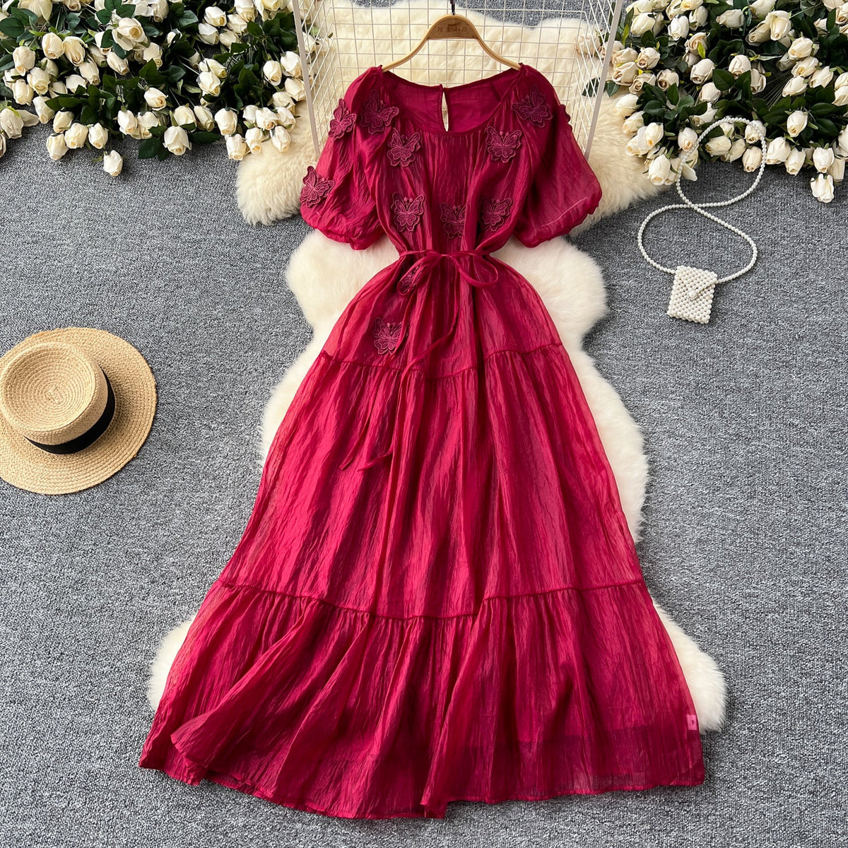 Elegant Butterfly Embroidered Dress
