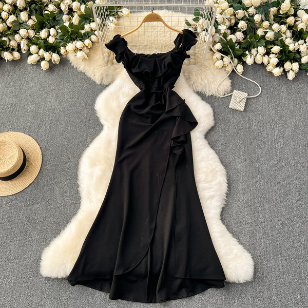 Premium Ruffled Patchwork Slim Dress