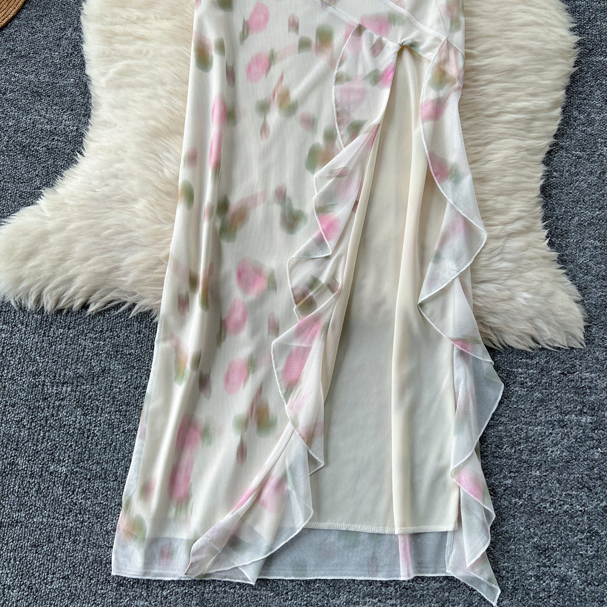 Fairy Strapless Floral Mesh Dress