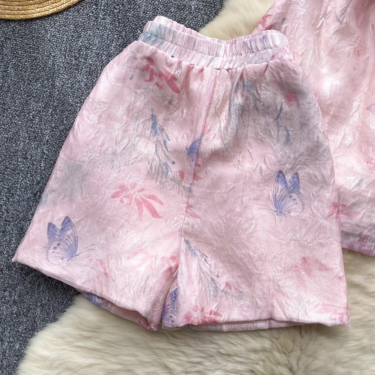 Knot Button Dress&Shorts Ethnic 2Pcs