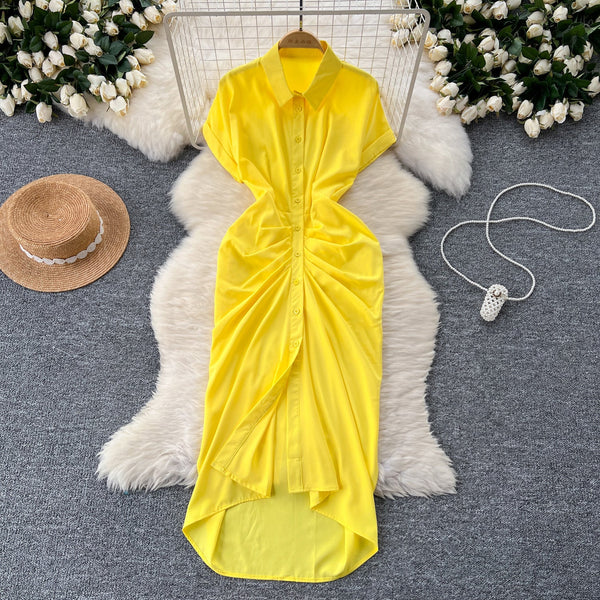 Slim-fit Pleated Shirt Dress
