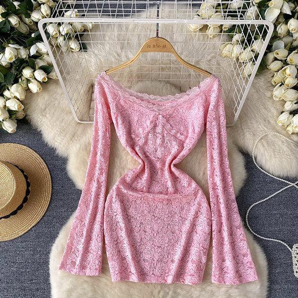 Elegant Slim-fit Embroidered Lace Dress
