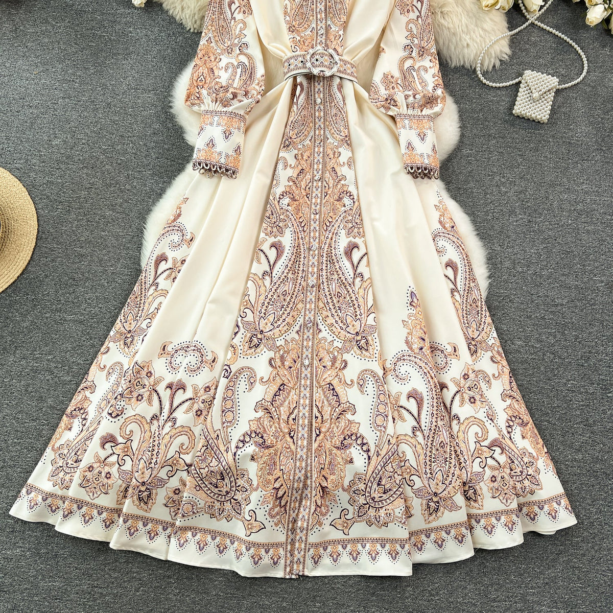 Courtly Floral Printed Draped Dress