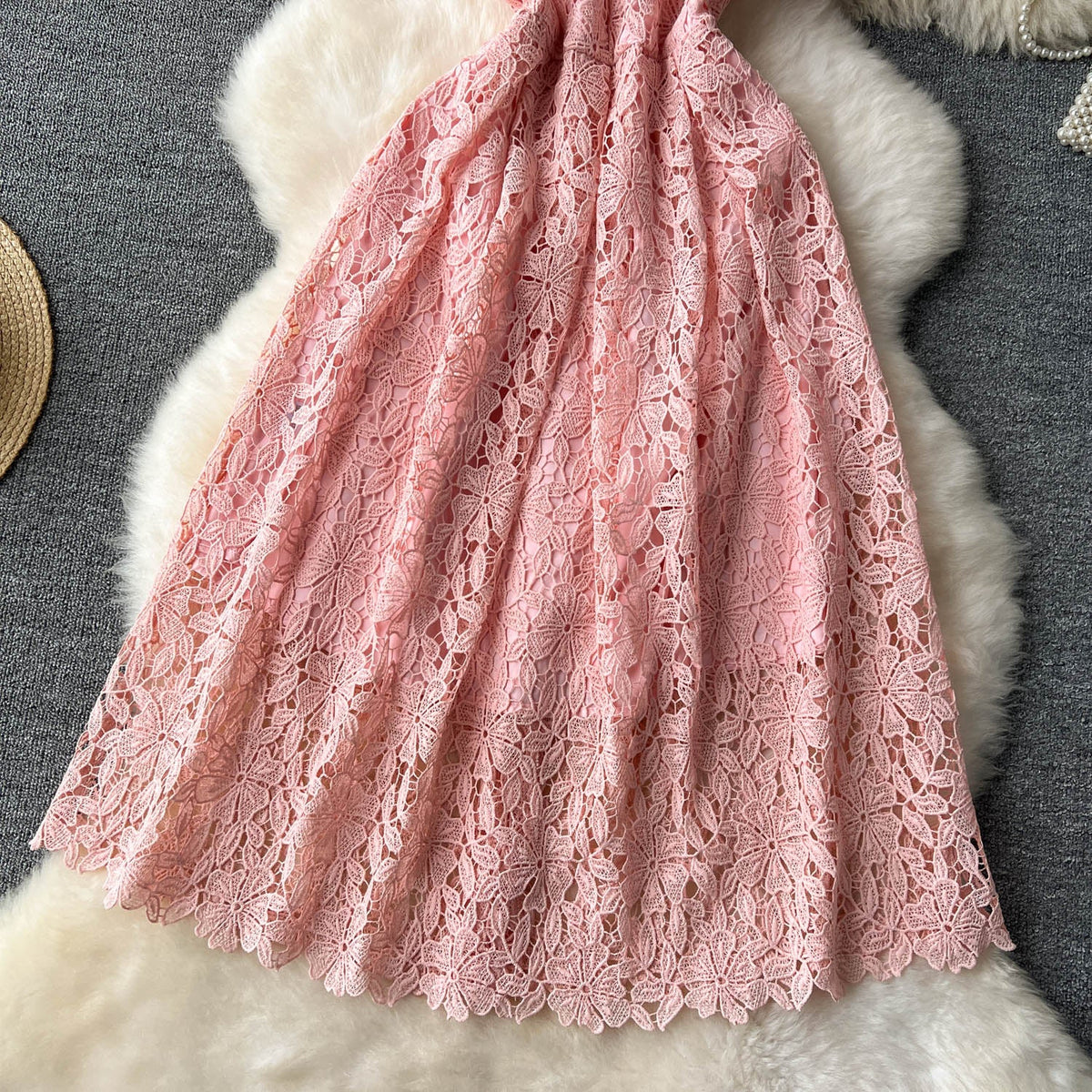 Retro Floral Crochet Lace Dress
