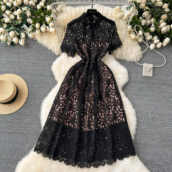 Retro Floral Crochet Lace Dress